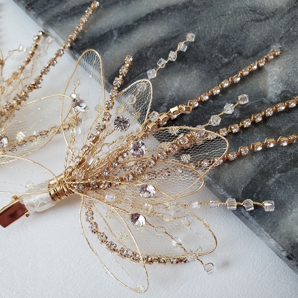 NEW Maid of honor Gold lace  headpiece hair clip main image 4